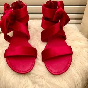 Red velvet sandals